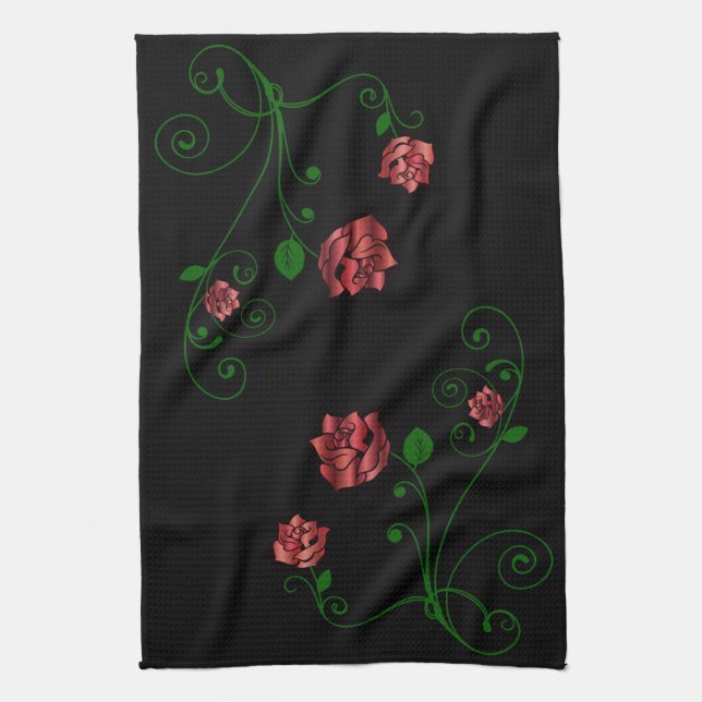 Röd ros Flowers Kitchen Towel Kökshandduk (Vertikal)