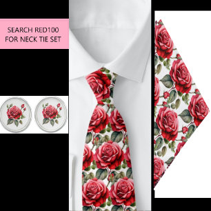 Röd ros Flowers Neck Tie (del av uppsättning) RED1 Slips