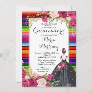 röd ros Flowers Quinceañera Birthday-inbjudan Inbjudningar