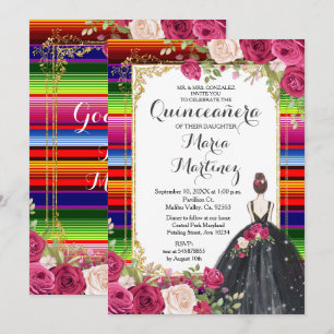 röd ros Flowers Quinceañera Birthday-inbjudan Inbjudningar