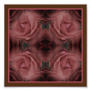 Röd ros Flowers Spegel Abstrakt Natur 8x8 Fototryck