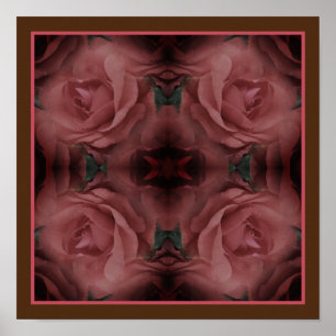 Röd ros Flowers Spegel Abstrakt Natur Poster