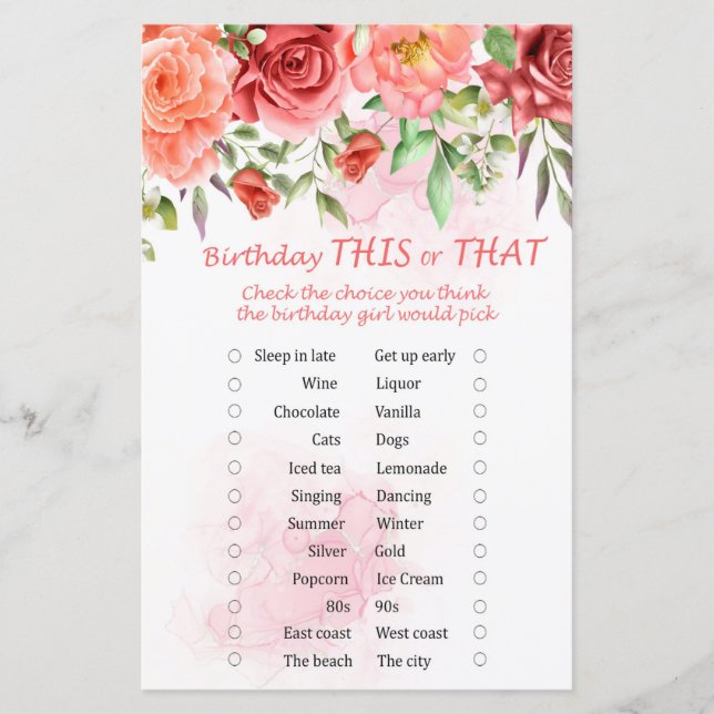 Röd ros födelsedag detta eller det spel (Framsida)