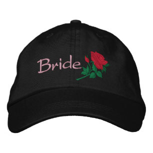 Röd ros för den broderade Bröllop-luckan Broderad Keps
