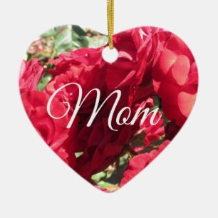 Röd ros för Mamma! Julgransprydnad Keramik