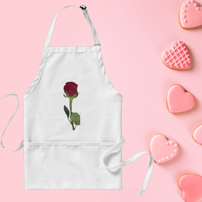 Röd ros förkläde (Red Rose Adult Apron)