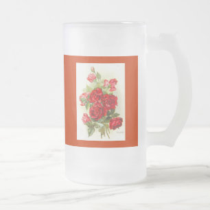röd ros frostat ölglas