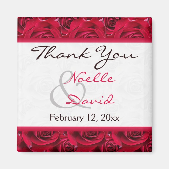 Röd ros Galore Wedding Favor Magnet (Framsidan)