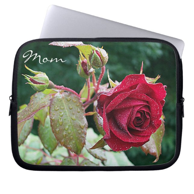 Röd ros Garden "Mamma" Laptop sleeve (Framsidan)