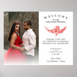 Röd ros Garland Bröllop har inte bytt ut Ceremony Poster