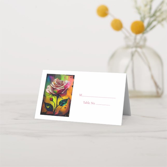 Röd ros gäst-Bordsnummer Monteringskort Placeringskort (Framsida)