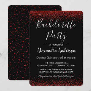 Röd ros Glitter Gnistra Bachelorette Party Inbjudningar