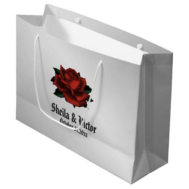Röd ros Gothic Bröllop Personal Large Gift Bag (Framsidan Vinklad)