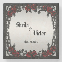 Röd ros Gothic Bröllop Personlig Järn Grind Stenunderlägg