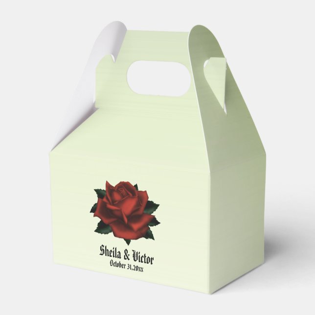 Röd ros Gothic Bröllop Personlig Presentaskar (Framsidan Sidan)