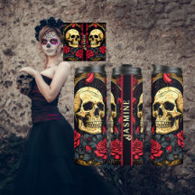 Röd ros Gothic Skull Halloween Yoga