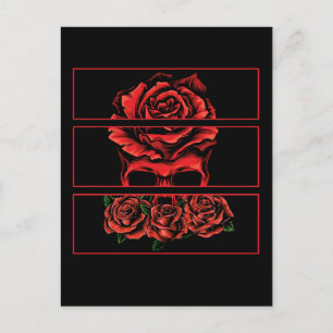 röd ros Gothic Skull Wicca Goth Flowers Vykort