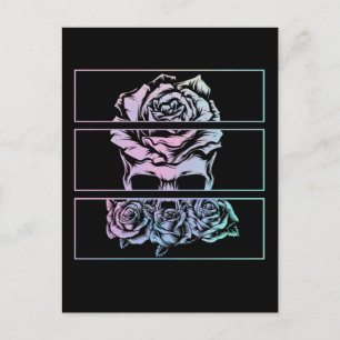 röd ros Gothic Skull Wicca Pastel Goth Flowers Vykort