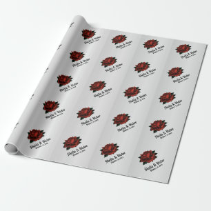 Röd ros gotiic Bröllop Namn och Date Presentpapper