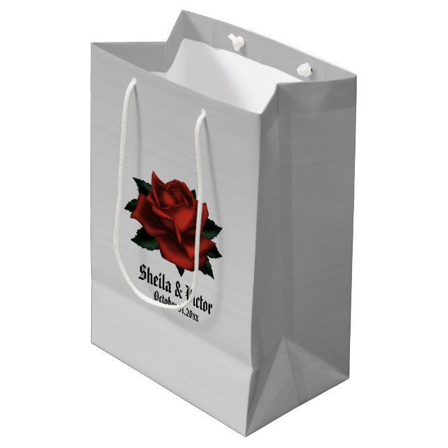 Röd ros gotisk vigsel personaliserad (Framsidan Vinklad)