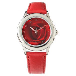 Röd ros Grått Script Nummer Kids Watch cn Armbandsur