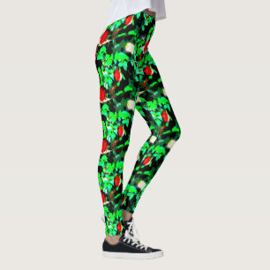 röd ros grönt leggings