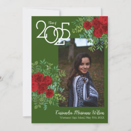 Röd ros Grönt Photo Studenten meddelande Inbjudningar