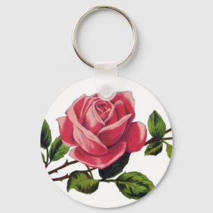 Röd ros grundläggande Keychain Nyckelring