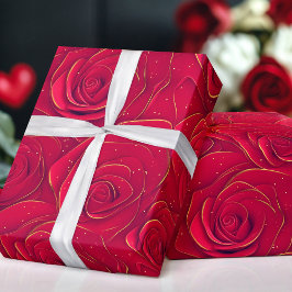 Röd ros Guld Gräns Romantic Valentine Presentpapper