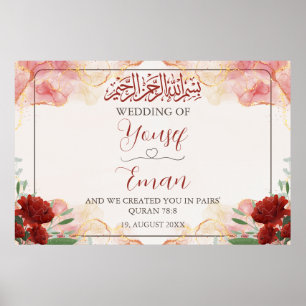 Röd ros Guld muslimsk islamisk Bröllop Poster