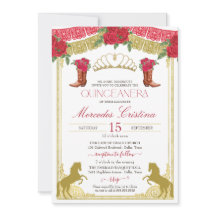 Röd ros Guld Western Charro Quinceañera