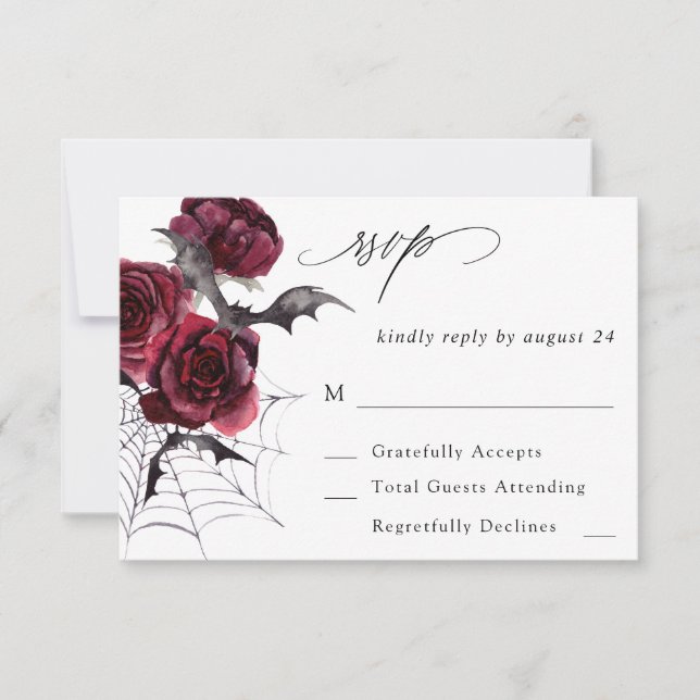 Röd ros Halloween Fladdermus, ingen OSA för måltid Kort (Framsida)