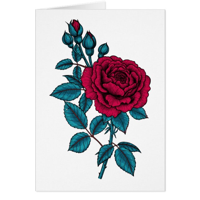 Röd ros hälsningskort (Framsidan)