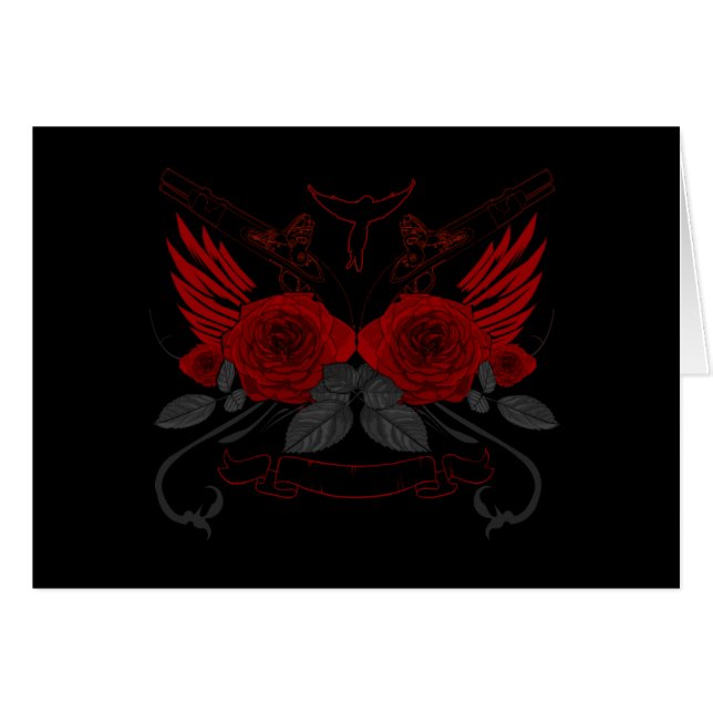 Röd ros hälsningskort (Framsidan Horizontal)