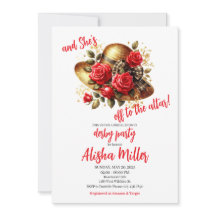 Röd ros Hat Derby Inbjudningskort för möhippan