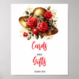 Röd ros Hat Derby Möhippa Bord Signs Poster