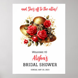 Röd ros Hat Derby Möhippa Välkommen Poster