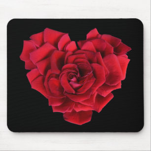 Röd ros Heart Black Musmatta