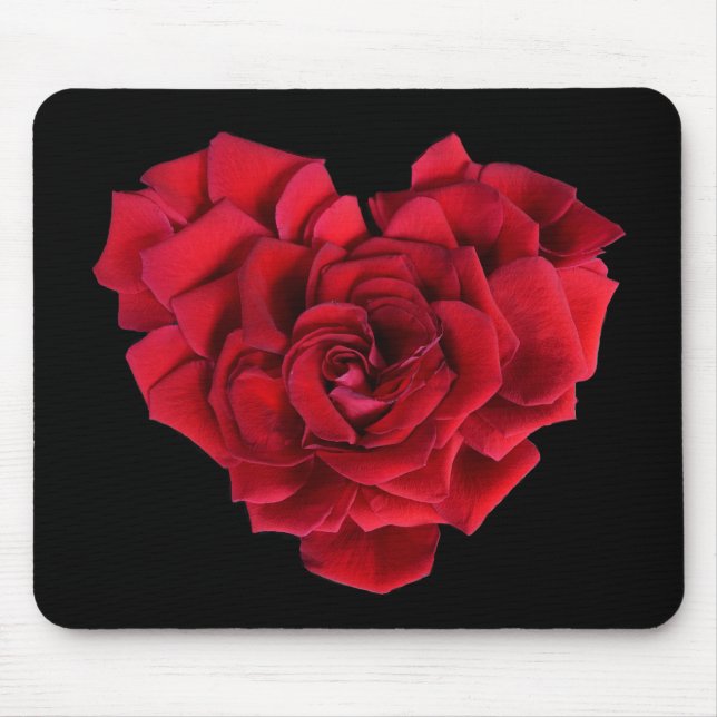 Röd ros Heart Black Musmatta (Framsidan)