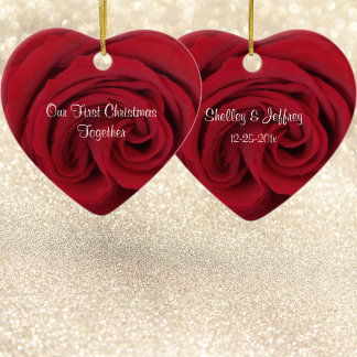 Röd ros Heart Första julen tillsammans Ornament