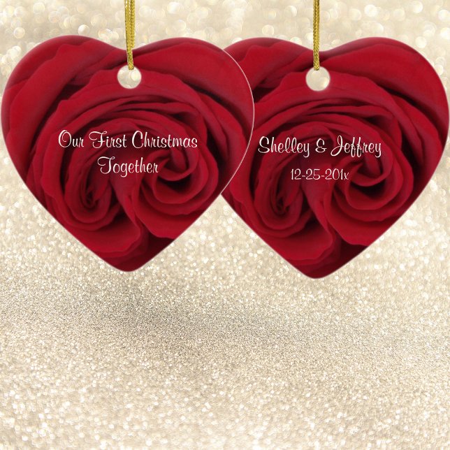 Röd ros Heart Första julen tillsammans Ornament (Skapare uppladdad)