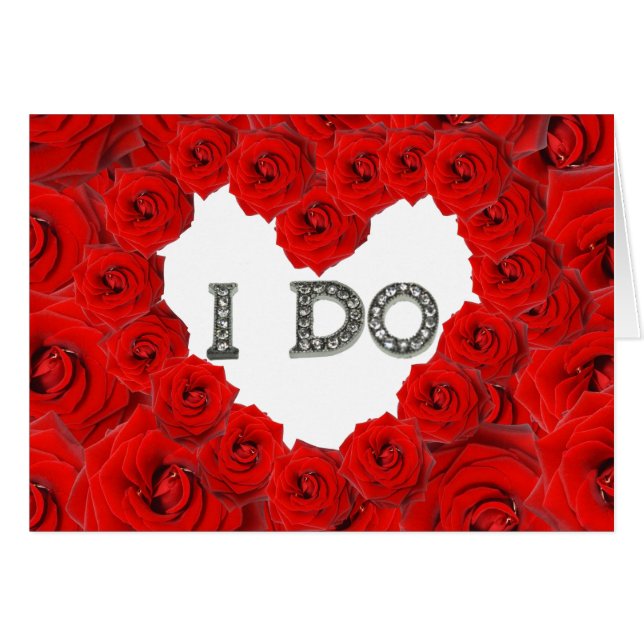 Röd ros Heart I Bling Bröllop Card Hälsningskort (Framsidan Horizontal)
