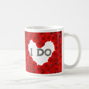 Röd ros Heart I. Bling Bröllop Mugg