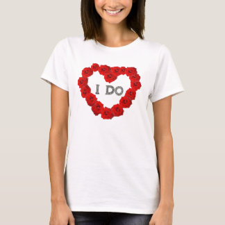 Röd ros Heart I Do Bling Bröllop T-Shirt