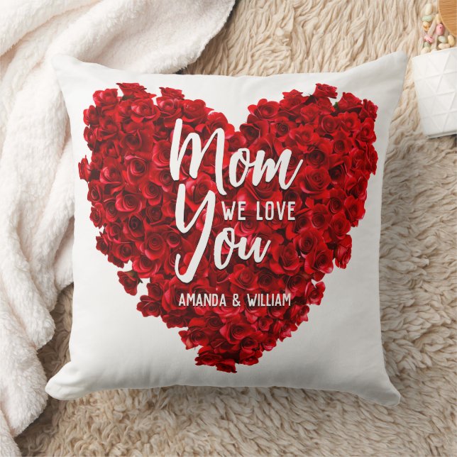 Röd ros Heart Kärlek You Mamma Mors dag Kudde (Filt)