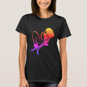 Röd ros Heart Rainbow T Shirt