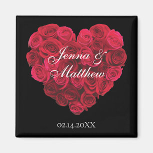 Röd ros Heart Spara datum Valentines day Magnet