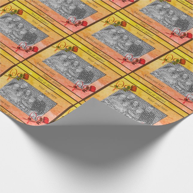 Röd ros Hjärtar din fotoPersonlig Presentpapper (Hörn)