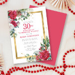 Röd ros Holly 30års födelsedag Surprise Party Inbjudningar<br><div class="desc">Vackrött och vitt ro är inkapslat i holly och eukalyptus löv för att skapa en visning för elegantens blommigt. De dekorerar ett stort guld ram och är klädda med konfektdamm från guld. 30års födelsedag överraskar party och personens namn är skrivna i en stor röd text. All text kan redigeras. Perfektens...</div>