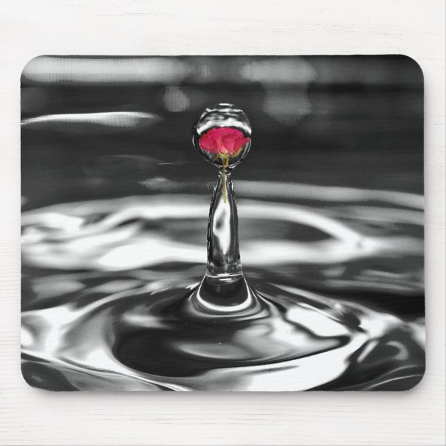 Röd ros i Droplet Musmatta (Framsidan)